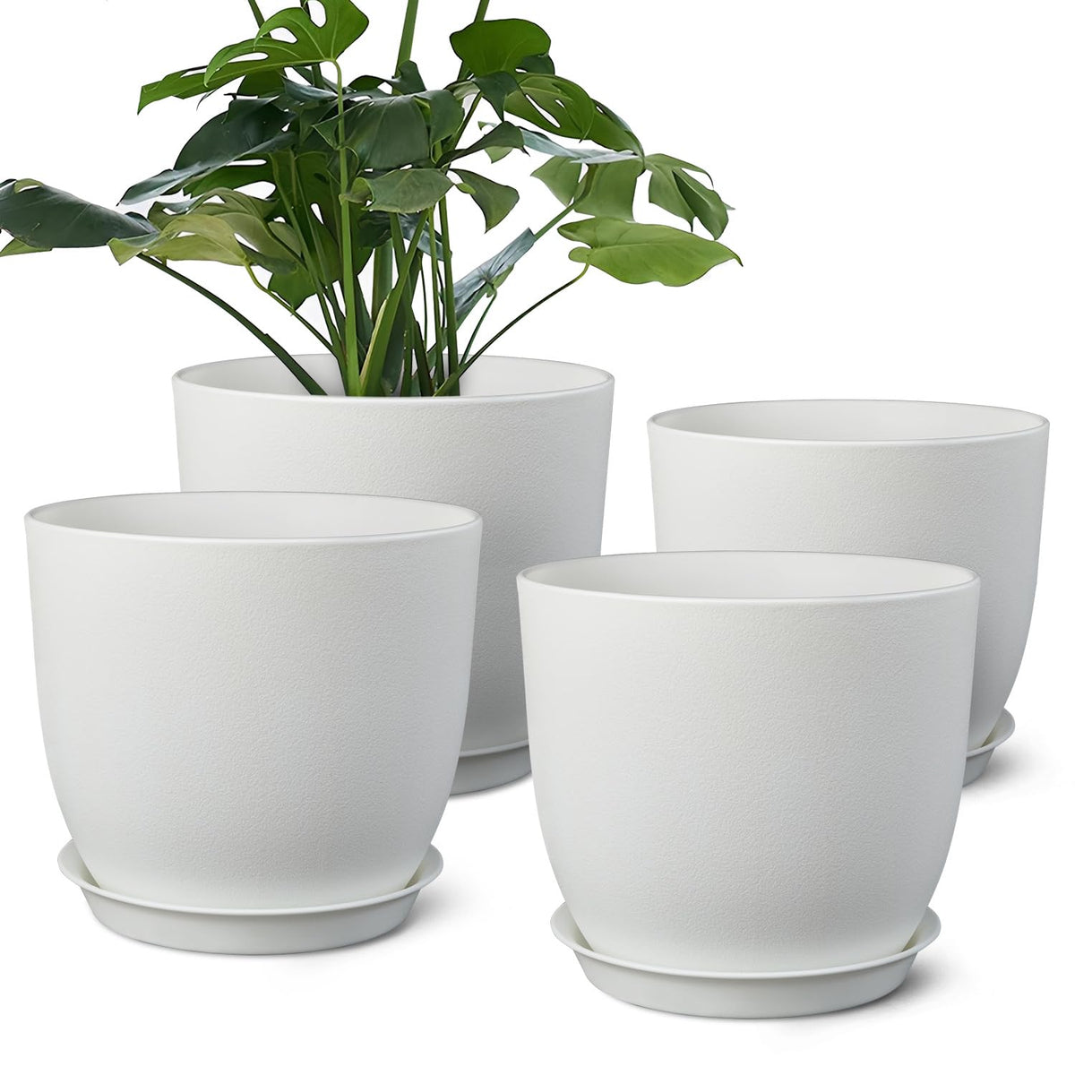 Ferlypote Plant Pots 8 Inch Set of 2, Flower Pots with Multi Mesh Drainage Holes, Planters for Indoor Outdoor Garden Plants and Flowers (Black)