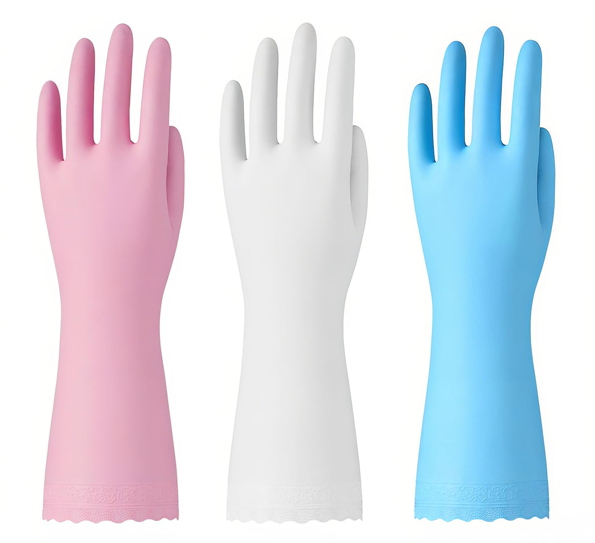 Bamllum Kitchen Cleaning Gloves, Latex-Free, Cotton Flocked Liner, Medium