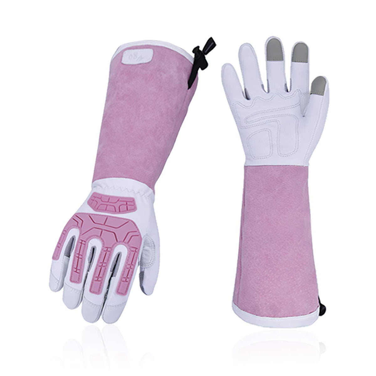 Vgo... 1-Pair Ladies' Synthetic Leather Gardening Gloves, Long Sleeves Gauntlet, Breathable & Grip Work Gloves, High Dexterity, Washable (Size L, Green, SL7445)