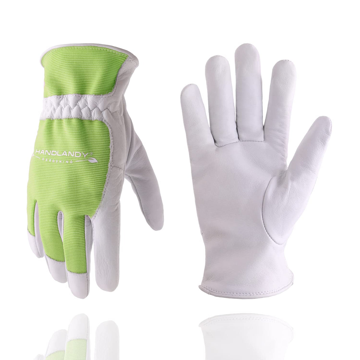 HANDLANDY Work Gloves for Women, Breathable Leather Gardening Glove for Yard Maintenance, Hand Protection with Touch Screen