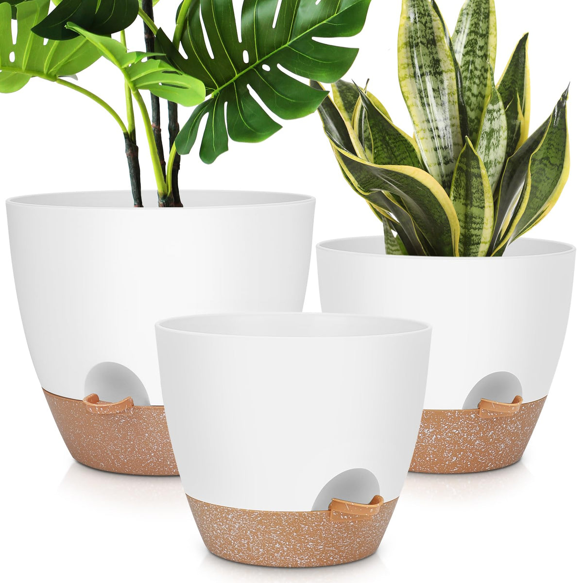 YNNICO 12 inch Large Self Watering Plant Pots for Indoor Outdoor Plants