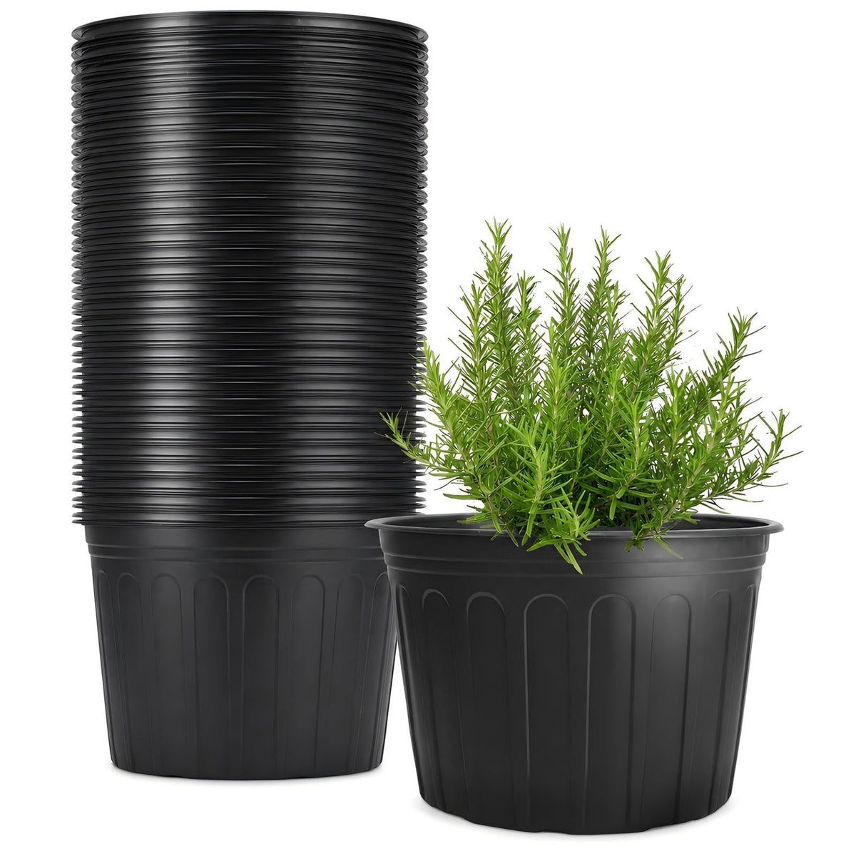 30 Pack 5 Gallon Plastic Nursery Pots,12.8 Inch Thickened Soft Plant Pots with Drainage Holes,Flower Planter Container for Seedlings Garden,Indoor and Outdoor