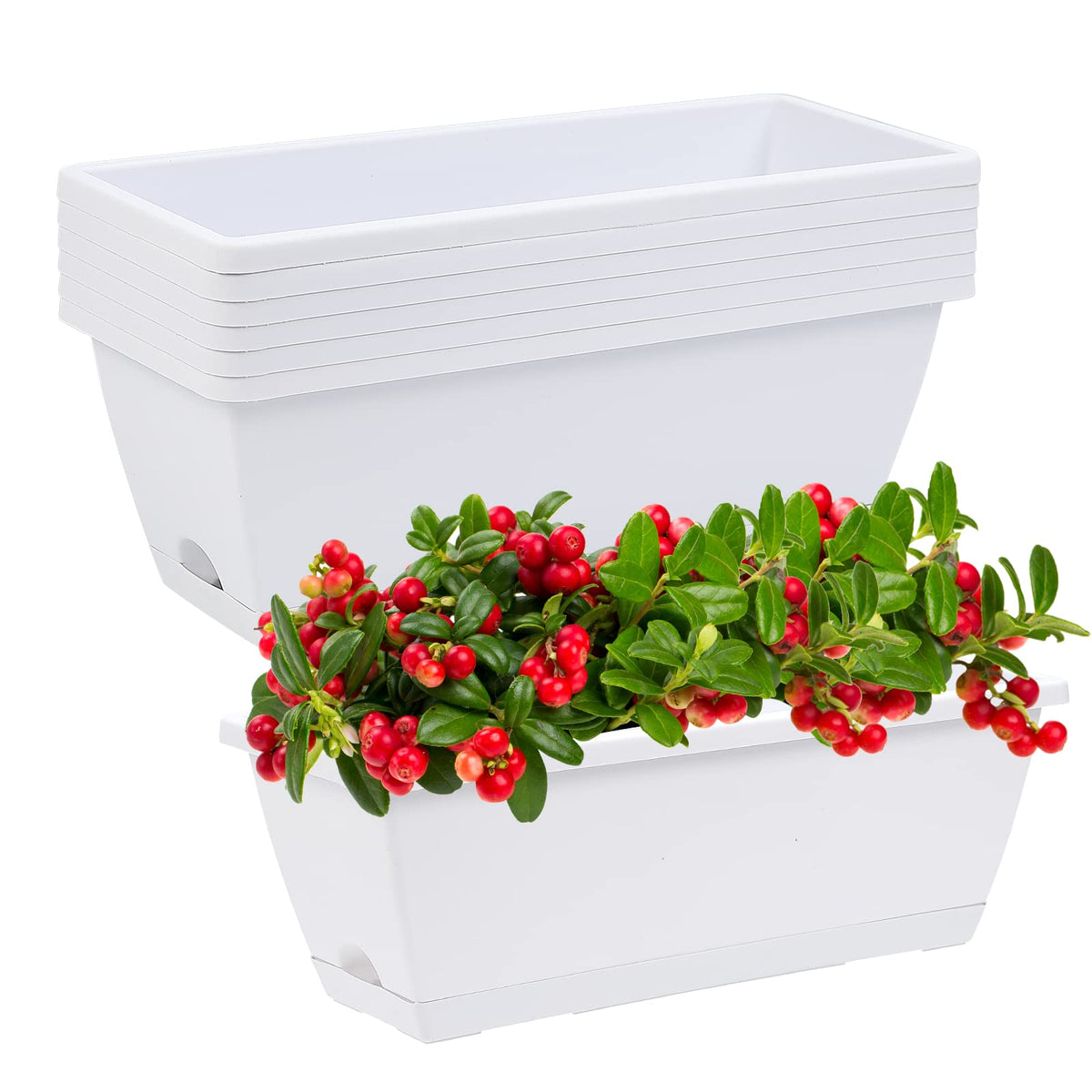 Window Box Planter,7 Pack Plastic Vegetable Flower Planters Boxes