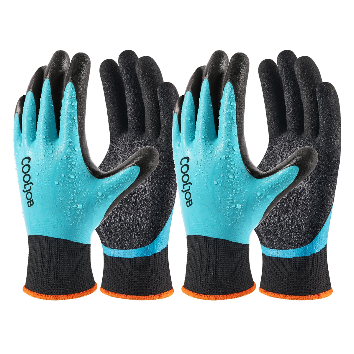 COOLJOB 2 Pairs Waterproof Gardening Work Gloves with grip, XL
