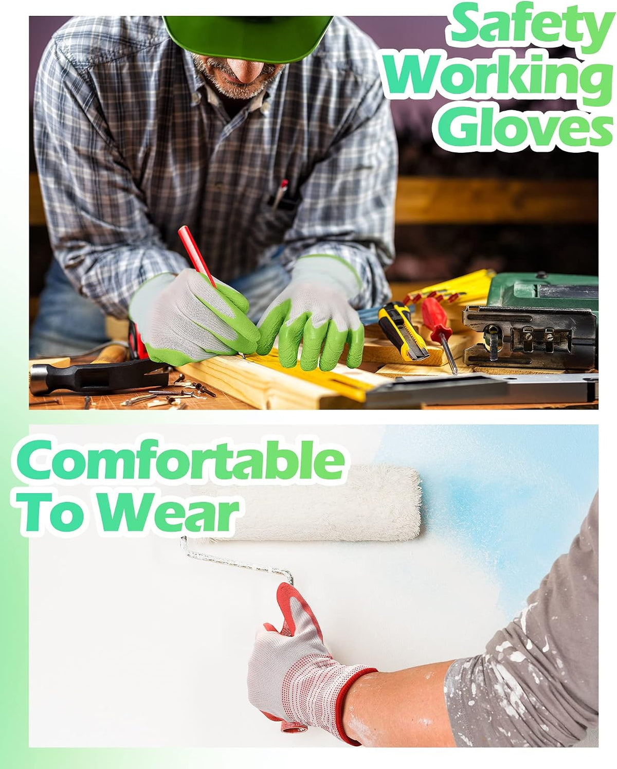 Irenare 16 Pairs Gardening Gloves Bulk for Women Breathable Rubber Coated Yard Garden Gloves Outdoor Protective with Grip
