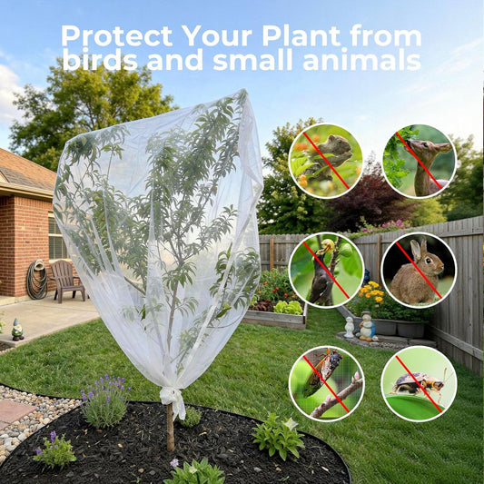 15ft x 15ft Fruit Tree Netting Cover with Zipper & Drawstring, Insect Bird Barrier Netting for Garden Protection, Ultra Fine Mesh Garden Netting, Extra Large