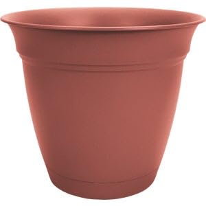 The HC Companies Eclipse Round Planter with Saucer - Outdoor & Indoor Plant Pot with Drainage Holes - Lightweight, UV-Resistant Plastic Pots for Plants, Flowers & Herbs (20" Black, Pack of 1)