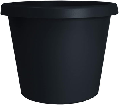 The HC Companies 16 Inch Round Prima Planter - Plastic Plant Pot with Rolled Rim for Indoor Outdoor Plants Flowers Herbs, Black