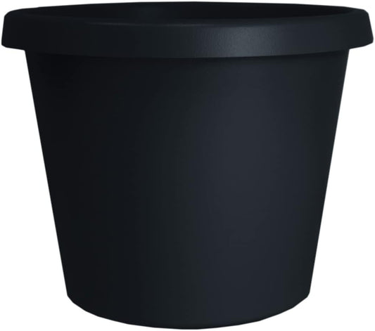 The HC Companies 16 Inch Round Prima Planter - Plastic Plant Pot with Rolled Rim for Indoor Outdoor Plants Flowers Herbs, Black