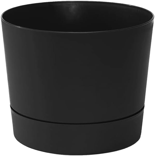 Root & Vessel Majestic Mid-Century Modern Low Profile Cylinder Pot, Matte Black, 6.5"