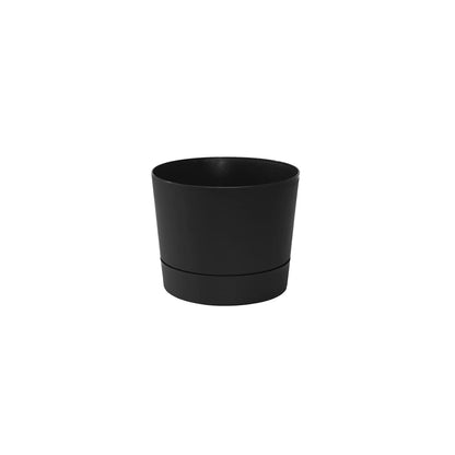 Root & Vessel Majestic Mid-Century Modern Low Profile Cylinder Pot, Matte Black, 6.5"