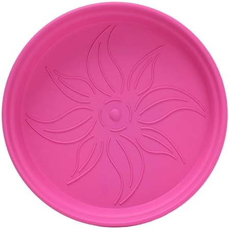 Mintra Garden Pots, 4 Pack Bulk Plastic Plant Pots with Drainage Tray, Round Indoor & Outdoor Decorative Planters with Drain Holes for Flowers, Herbs & Plants, 19cm Diameter – Fuchsia, 7.5in Wide