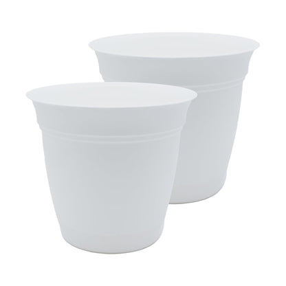 The HC Companies Eclipse Round Planter with Saucer - Outdoor & Indoor Plant Pot with Drainage Holes - Lightweight, UV-Resistant Plastic Pots for Plants, Flowers & Herbs (16" Warm Gray, Pack of 1)