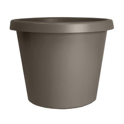 The HC Companies Prima Round Plastic Plant Pot w/Rolled Rim - Lightweight & UV Resistant Flower Pot for Herbs & More - Outdoor & Indoor Plant Pots w/Drainage (12 inch, Warm Gray, Pack of 1)