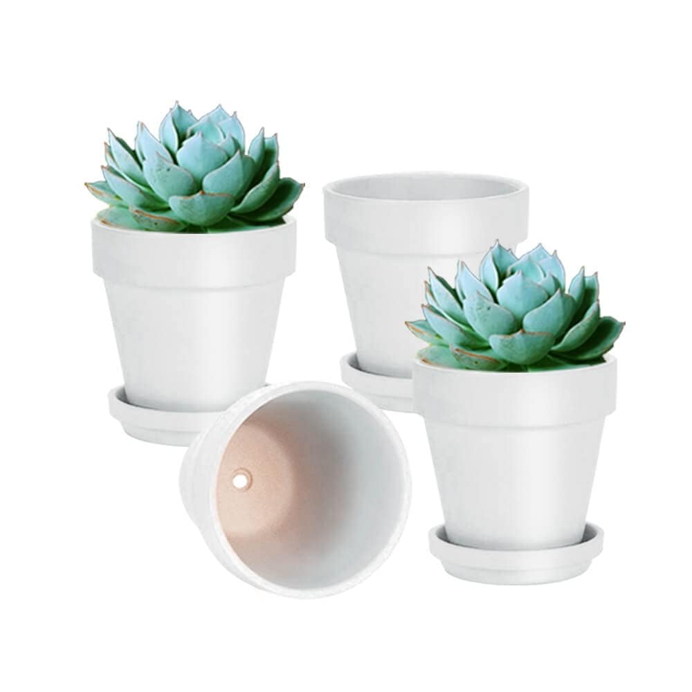 vensovo 6 Inch Terracotta & Clay Pots for Plant with Saucer, 4 Pack
