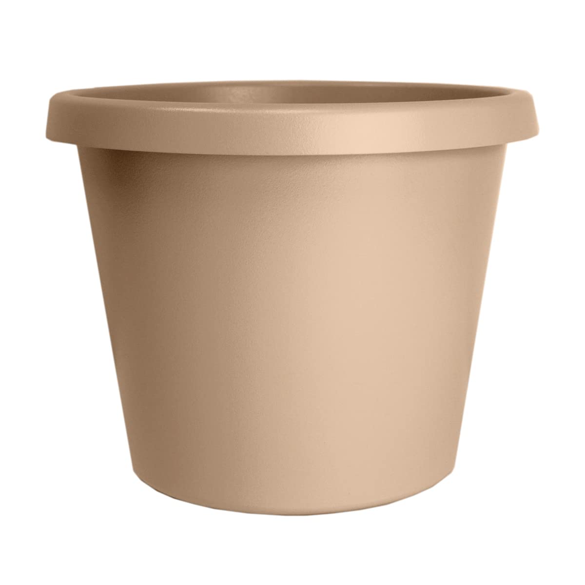 The HC Companies Prima Round Plastic Plant Pot w/Rolled Rim - Lightweight & UV Resistant Flower Pot for Herbs & More - Outdoor & Indoor Plant Pots w/Drainage (12 inch, Warm Gray, Pack of 1)