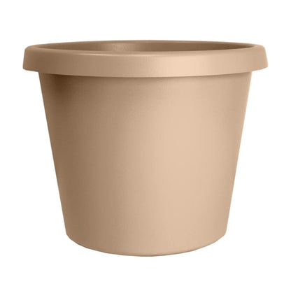 The HC Companies Prima Round Plastic Plant Pot w/Rolled Rim - Lightweight & UV Resistant Flower Pot for Herbs & More - Outdoor & Indoor Plant Pots w/Drainage (12 inch, Warm Gray, Pack of 1)