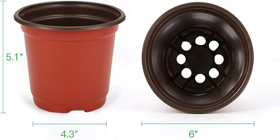 JERIA 100-Pack 6 Inch Plastic Nursery Pots Come with 100 Pcs Labels, Seedling Flower Plant Container and Seed Starting Pots
