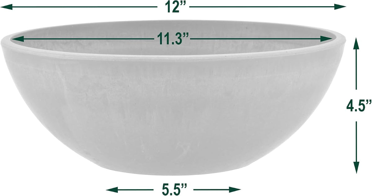 PSW Pot Collection M30TP 10-inch Plastic/Stone/Wood Composite Low Bowl Planter – No Drainage Hole (Drillable), Shallow Indoor/Outer Pot for Succulents, Bonsai, Fairy Gardens, Herbs, Taupe