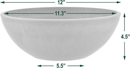 PSW Pot Collection M30TP 10-inch Plastic/Stone/Wood Composite Low Bowl Planter – No Drainage Hole (Drillable), Shallow Indoor/Outer Pot for Succulents, Bonsai, Fairy Gardens, Herbs, Taupe