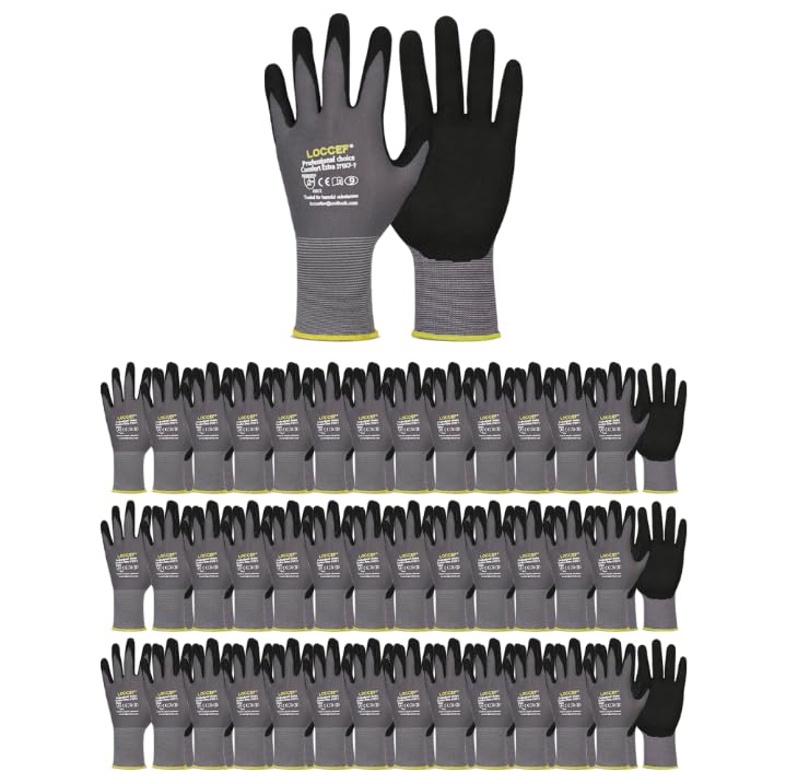 LOCCEF MicroFoam Nitrile Coated Safety Work Gloves