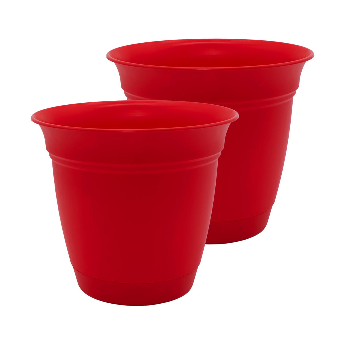 The HC Companies Eclipse Round Planter with Saucer - Outdoor & Indoor Plant Pot with Drainage Holes - Lightweight, UV-Resistant Plastic Pots for Plants, Flowers & Herbs (16" Warm Gray, Pack of 1)