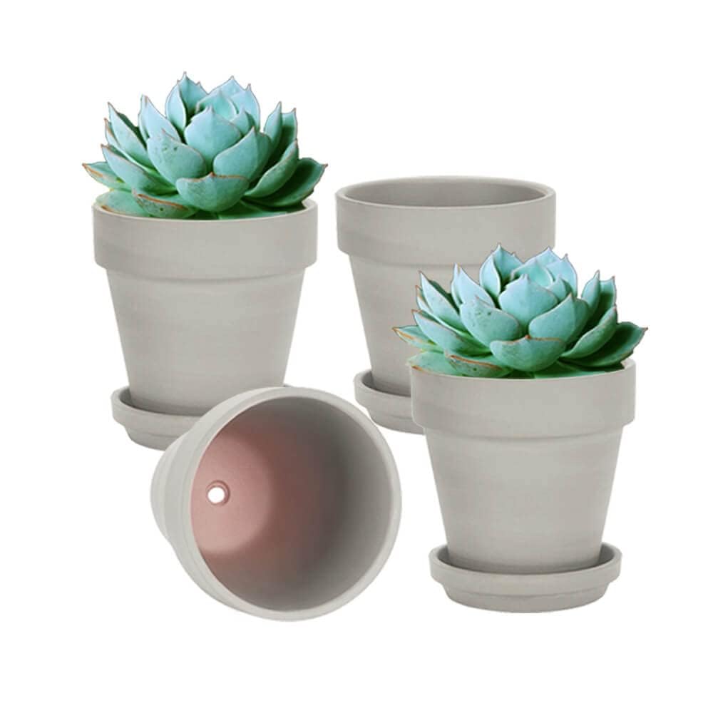 vensovo 6 Inch Terracotta & Clay Pots for Plant with Saucer, 4 Pack