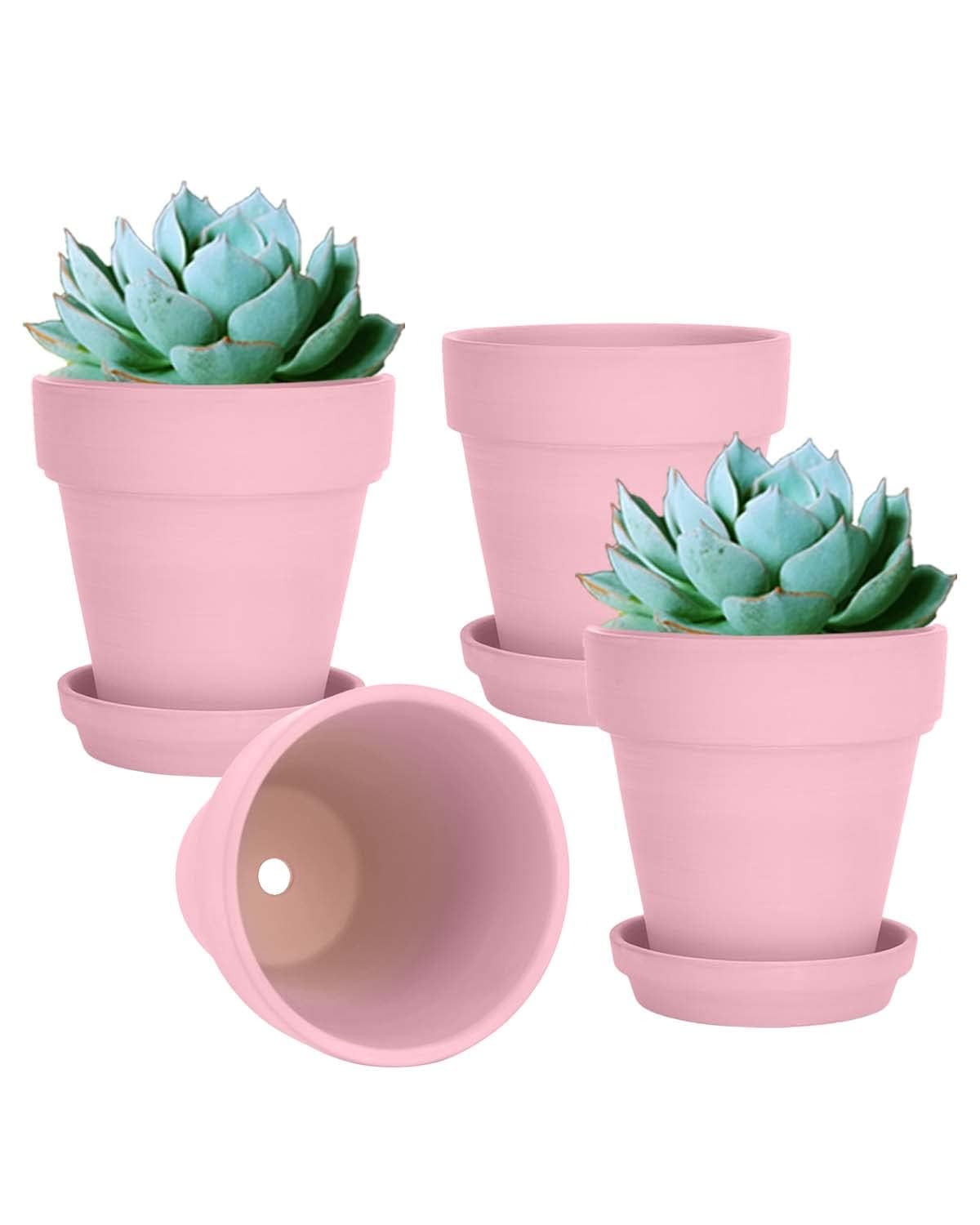 vensovo 6 Inch Terracotta & Clay Pots for Plant with Saucer, 4 Pack