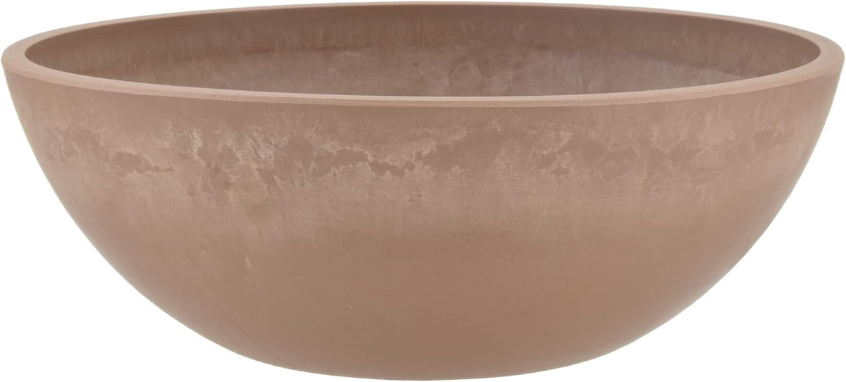 PSW Pot Collection M30TP 10-inch Plastic/Stone/Wood Composite Low Bowl Planter – No Drainage Hole (Drillable), Shallow Indoor/Outer Pot for Succulents, Bonsai, Fairy Gardens, Herbs, Taupe