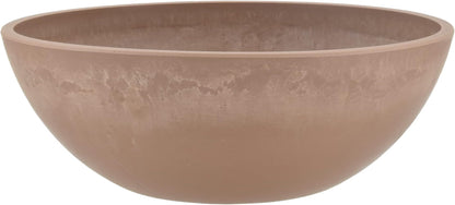 PSW Pot Collection M30TP 10-inch Plastic/Stone/Wood Composite Low Bowl Planter – No Drainage Hole (Drillable), Shallow Indoor/Outer Pot for Succulents, Bonsai, Fairy Gardens, Herbs, Taupe