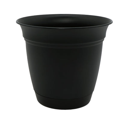 The HC Companies Eclipse Round Planter with Saucer - Outdoor & Indoor Plant Pot with Drainage Holes - Lightweight, UV-Resistant Plastic Pots for Plants, Flowers & Herbs (20" Black, Pack of 1)
