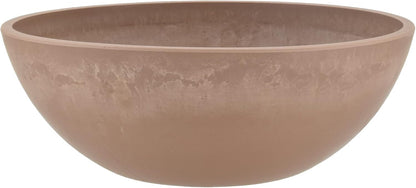 PSW Pot Collection M30TP 10-inch Plastic/Stone/Wood Composite Low Bowl Planter – No Drainage Hole (Drillable), Shallow Indoor/Outer Pot for Succulents, Bonsai, Fairy Gardens, Herbs, Taupe