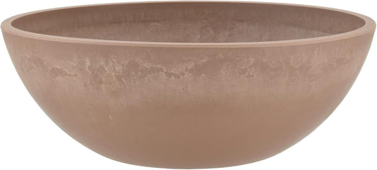 PSW Pot Collection M30TP 10-inch Plastic/Stone/Wood Composite Low Bowl Planter – No Drainage Hole (Drillable), Shallow Indoor/Outer Pot for Succulents, Bonsai, Fairy Gardens, Herbs, Taupe