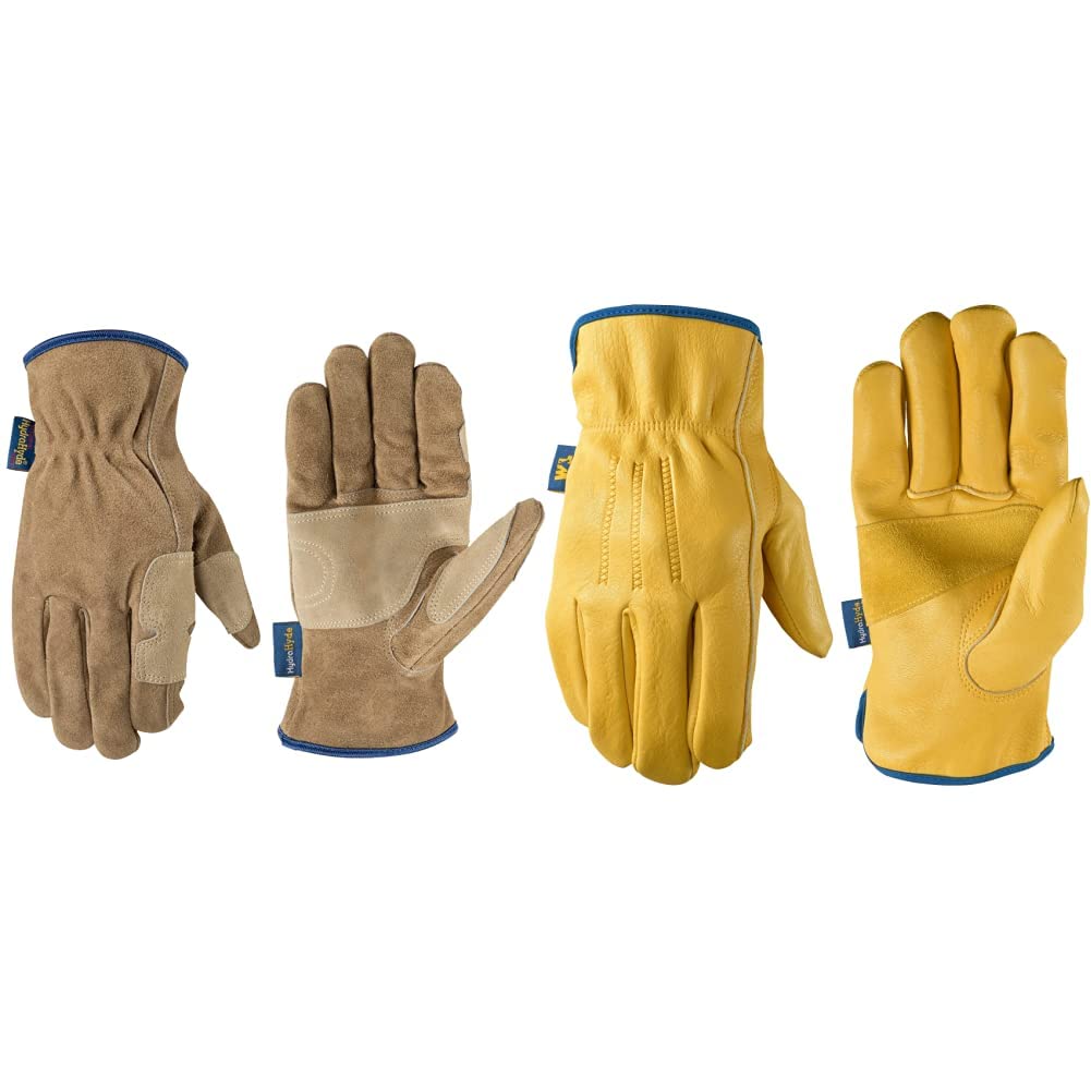 Wells Lamont Men's HydraHyde Leather Work Gloves, Water-Resistant, Large