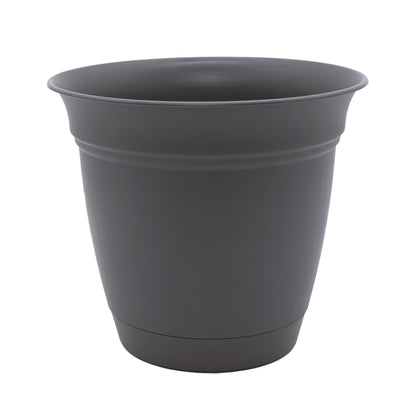 The HC Companies Eclipse Round Planter with Saucer - Outdoor & Indoor Plant Pot with Drainage Holes - Lightweight, UV-Resistant Plastic Pots for Plants, Flowers & Herbs (20" Black, Pack of 1)