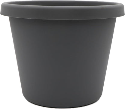 The HC Companies Prima Round Plastic Plant Pot w/Rolled Rim - Lightweight & UV Resistant Flower Pot for Herbs & More - Outdoor & Indoor Plant Pots w/Drainage (12 inch, Warm Gray, Pack of 1)
