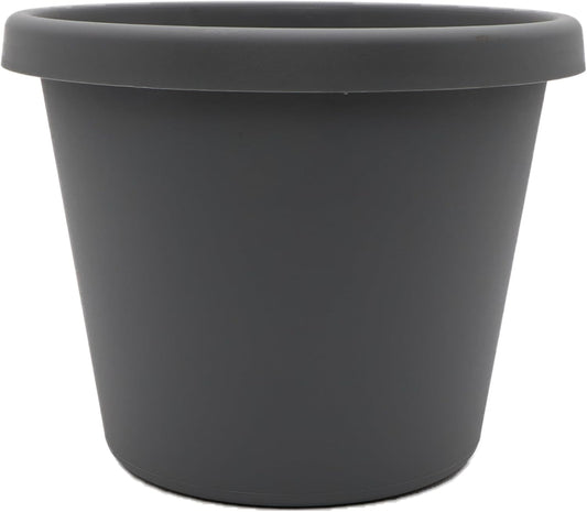 The HC Companies Prima Round Plastic Plant Pot w/Rolled Rim - Lightweight & UV Resistant Flower Pot for Herbs & More - Outdoor & Indoor Plant Pots w/Drainage (12 inch, Warm Gray, Pack of 1)