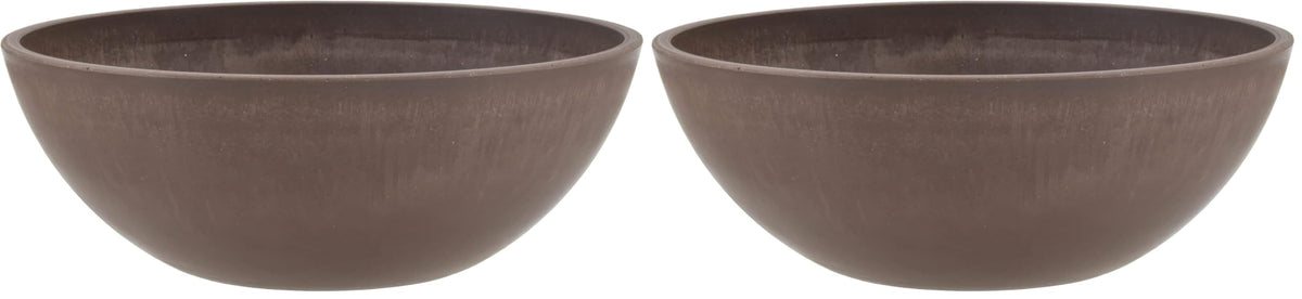 PSW Pot Collection M30TP 10-inch Plastic/Stone/Wood Composite Low Bowl Planter – No Drainage Hole (Drillable), Shallow Indoor/Outer Pot for Succulents, Bonsai, Fairy Gardens, Herbs, Taupe