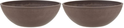 PSW Pot Collection M30TP 10-inch Plastic/Stone/Wood Composite Low Bowl Planter – No Drainage Hole (Drillable), Shallow Indoor/Outer Pot for Succulents, Bonsai, Fairy Gardens, Herbs, Taupe