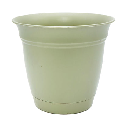The HC Companies Eclipse Round Planter with Saucer - Outdoor & Indoor Plant Pot with Drainage Holes - Lightweight, UV-Resistant Plastic Pots for Plants, Flowers & Herbs (16" Warm Gray, Pack of 1)