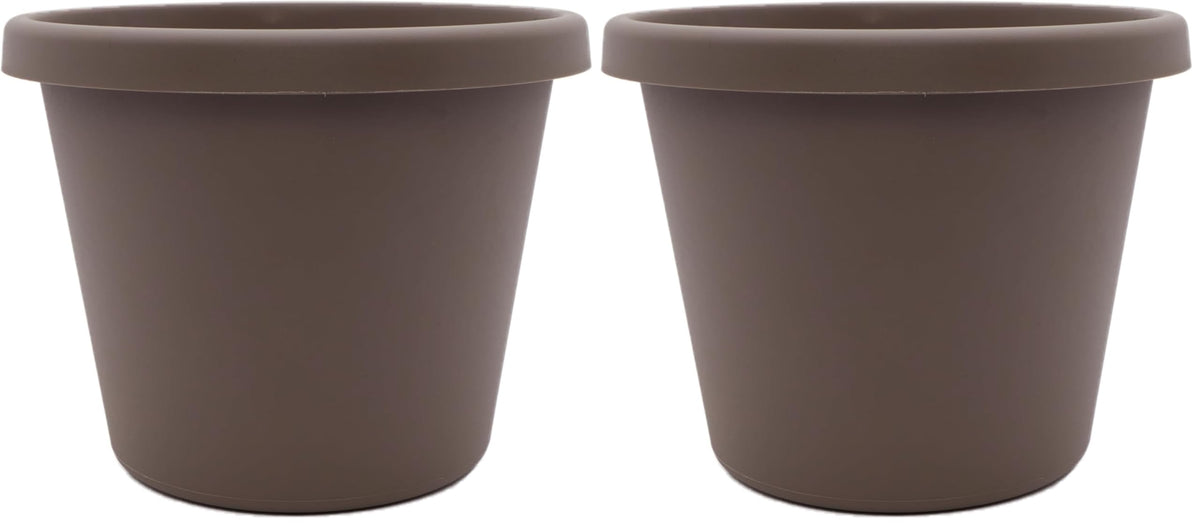 The HC Companies Prima Round Plastic Plant Pot w/Rolled Rim - Lightweight & UV Resistant Flower Pot for Herbs & More - Outdoor & Indoor Plant Pots w/Drainage (12 inch, Warm Gray, Pack of 1)