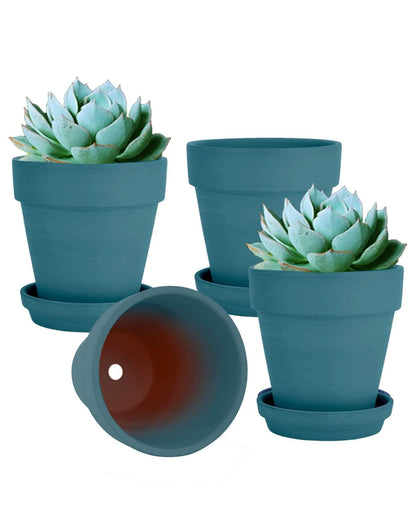 vensovo 6 Inch Terracotta & Clay Pots for Plant with Saucer, 4 Pack