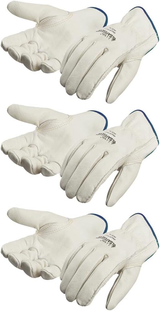 SAFEGEAR Cowhide Leather Work Gloves with Keystone Thumb