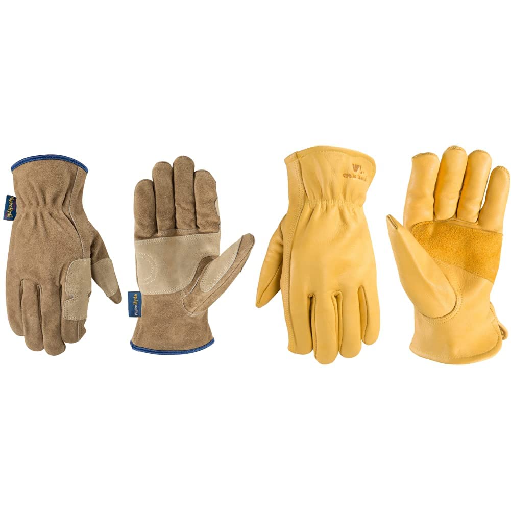 Wells Lamont Men's HydraHyde Leather Work Gloves, Water-Resistant, Large
