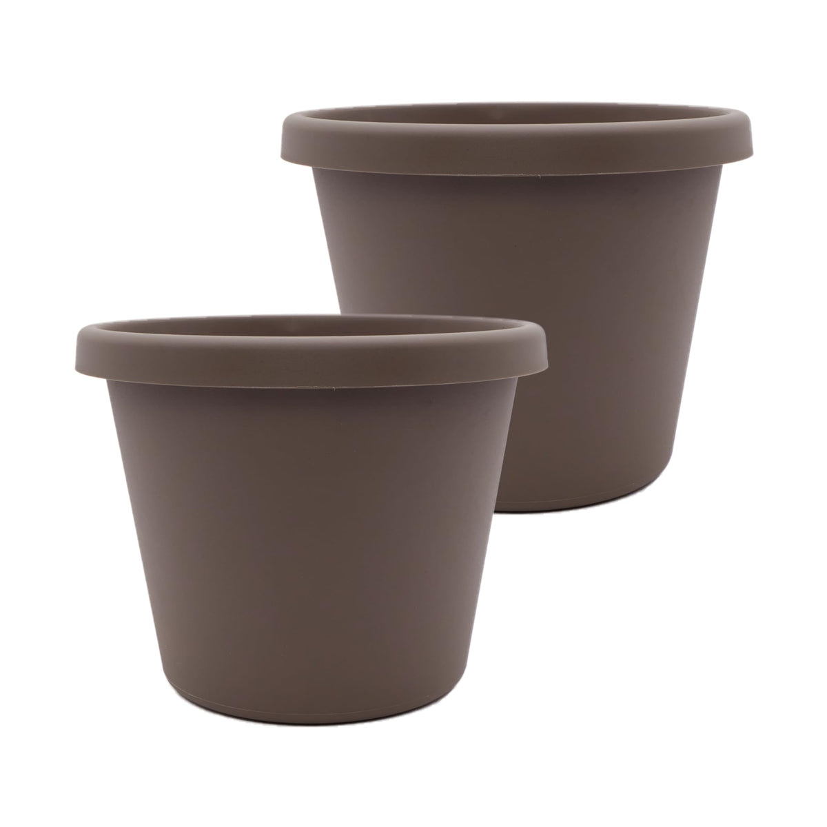 The HC Companies Prima Round Plastic Plant Pot w/Rolled Rim - Lightweight & UV Resistant Flower Pot for Herbs & More - Outdoor & Indoor Plant Pots w/Drainage (12 inch, Warm Gray, Pack of 1)