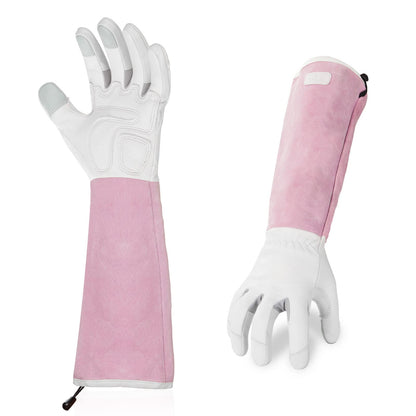 Vgo... 1-Pair Ladies' Synthetic Leather Gardening Gloves, Long Sleeves Gauntlet, Breathable & Grip Work Gloves, High Dexterity, Washable (Size L, Green, SL7445)