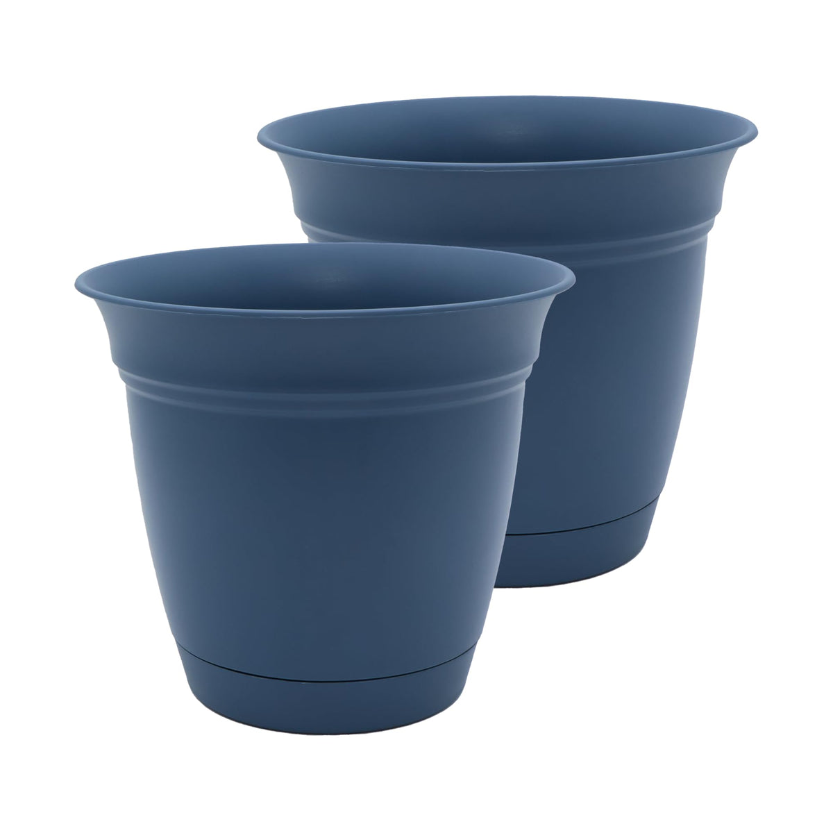 The HC Companies Eclipse Round Planter with Saucer - Outdoor & Indoor Plant Pot with Drainage Holes - Lightweight, UV-Resistant Plastic Pots for Plants, Flowers & Herbs (20" Black, Pack of 1)