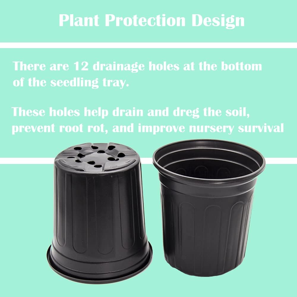 HECTOLIFE 50-Pack 1 Gallon Black Flexible Flower Plant Nursery Pots