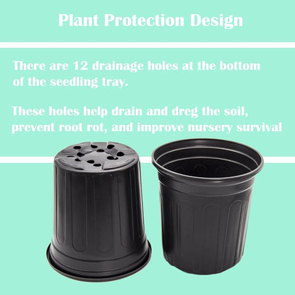 HECTOLIFE 50-Pack 1 Gallon Black Flexible Flower Plant Nursery Pots