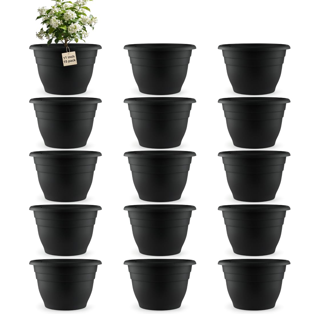 RooTrimmer 5 Pack 10 Inch Plant Pots Lightweight Planters with Drainage Holes,Durable Indoor & Outdoor Flower Pots for Garden,Patio & Home Decor(Pottery Red)